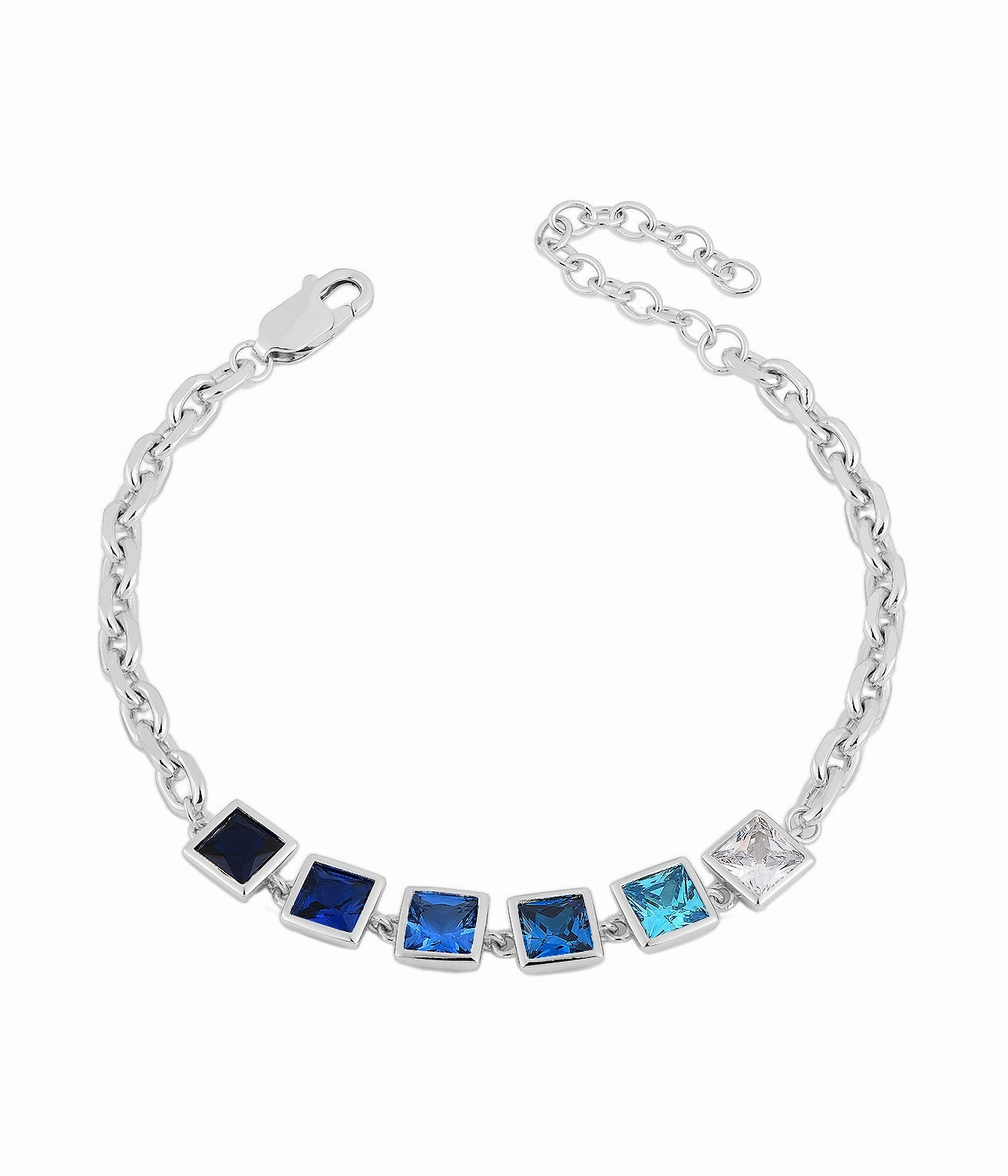 Inclusive Mixes Prime Cost Sterling Silver Gold Plated Colored Stone Squares Bracelet