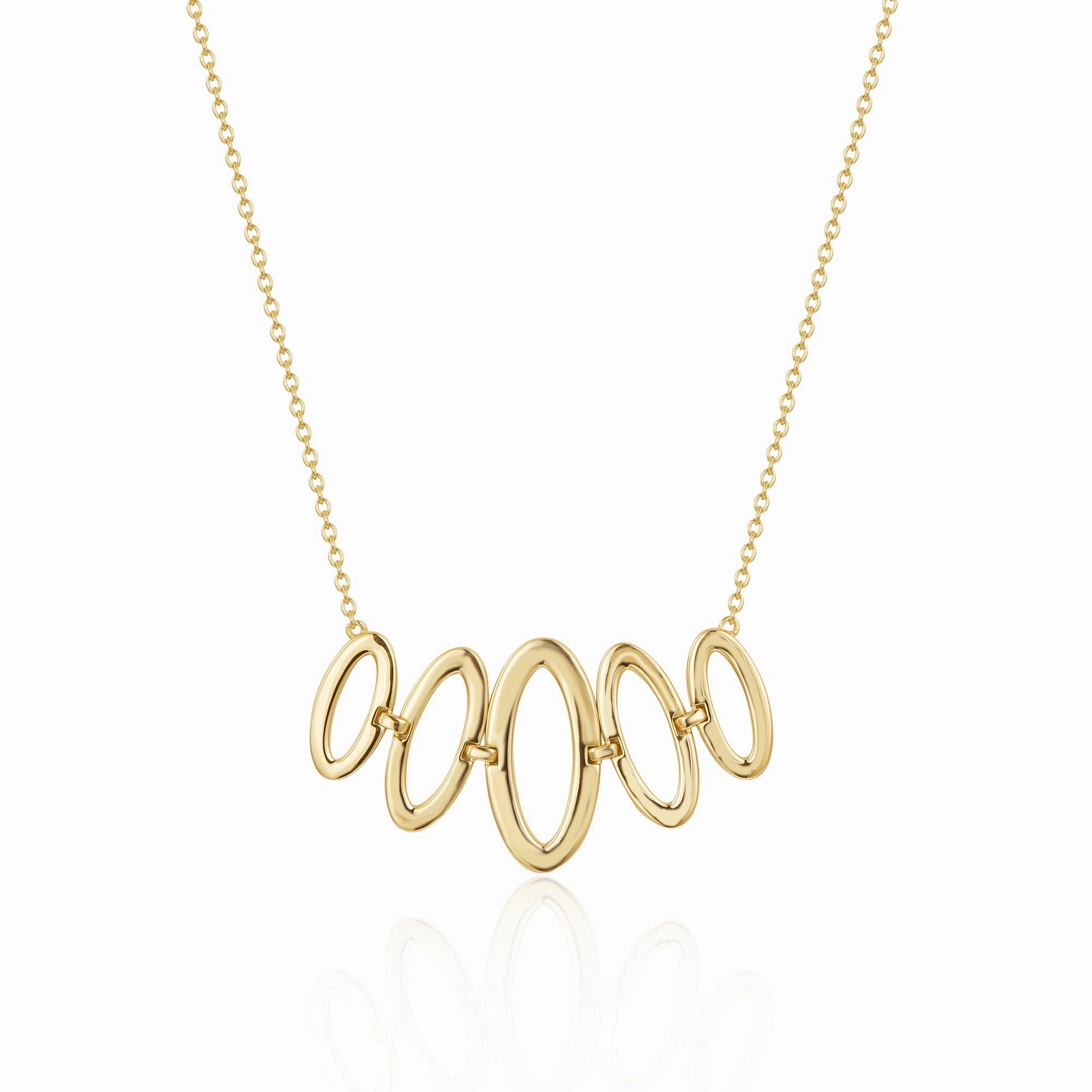 Sterling Silver Gold Plated Connecting Oval Necklace Outdoor Present