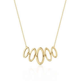 Sterling Silver Gold Plated Connecting Oval Necklace Outdoor Present
