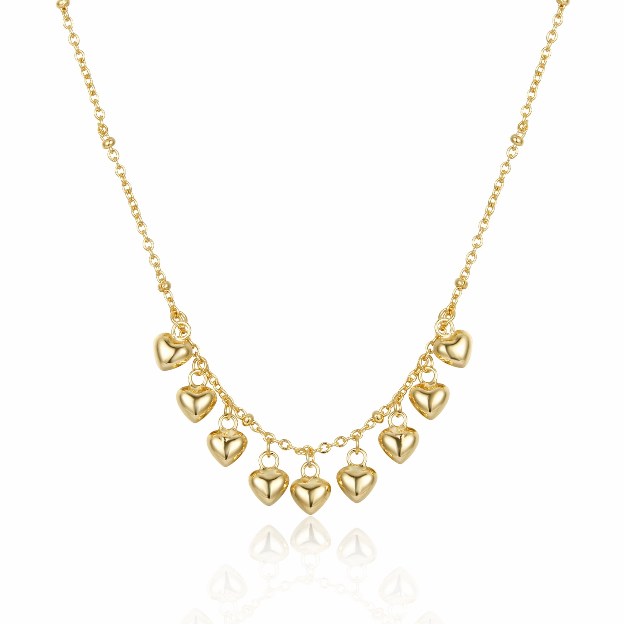 Sterling Silver Gold Plated Dangling Hearts Necklace Mother??s Present