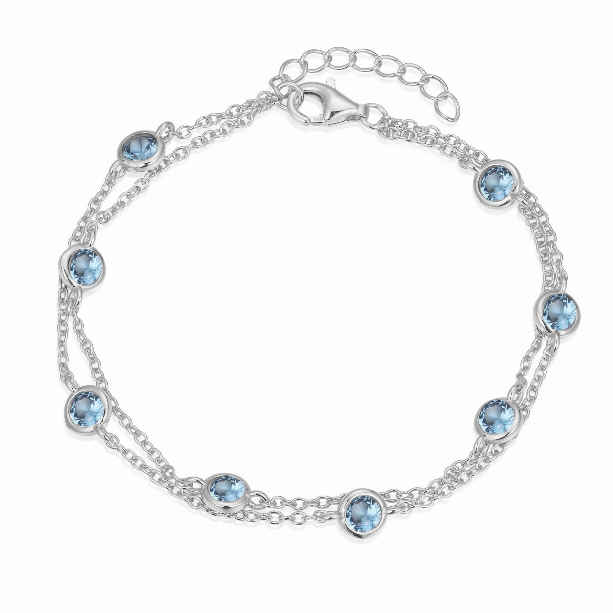 Sterling Silver Gold Plated Double Strand CZ Stone Bracelet Behind-The-Scenes Designer Label