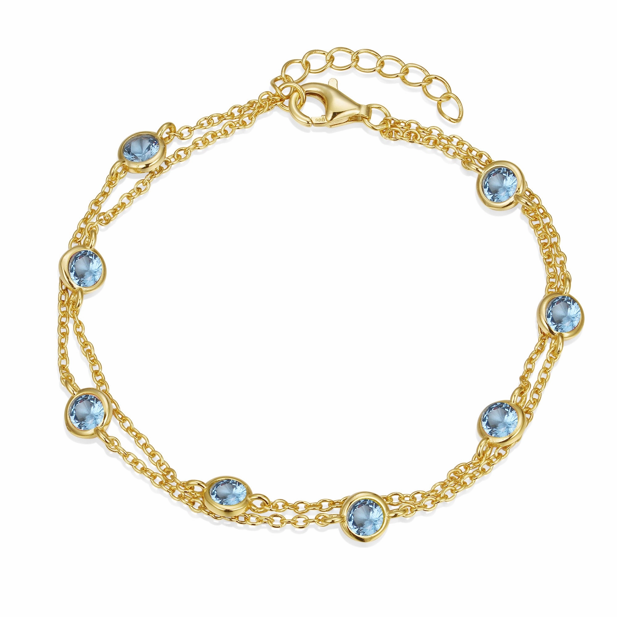 Sterling Silver Gold Plated Double Strand CZ Stone Bracelet Final Sale