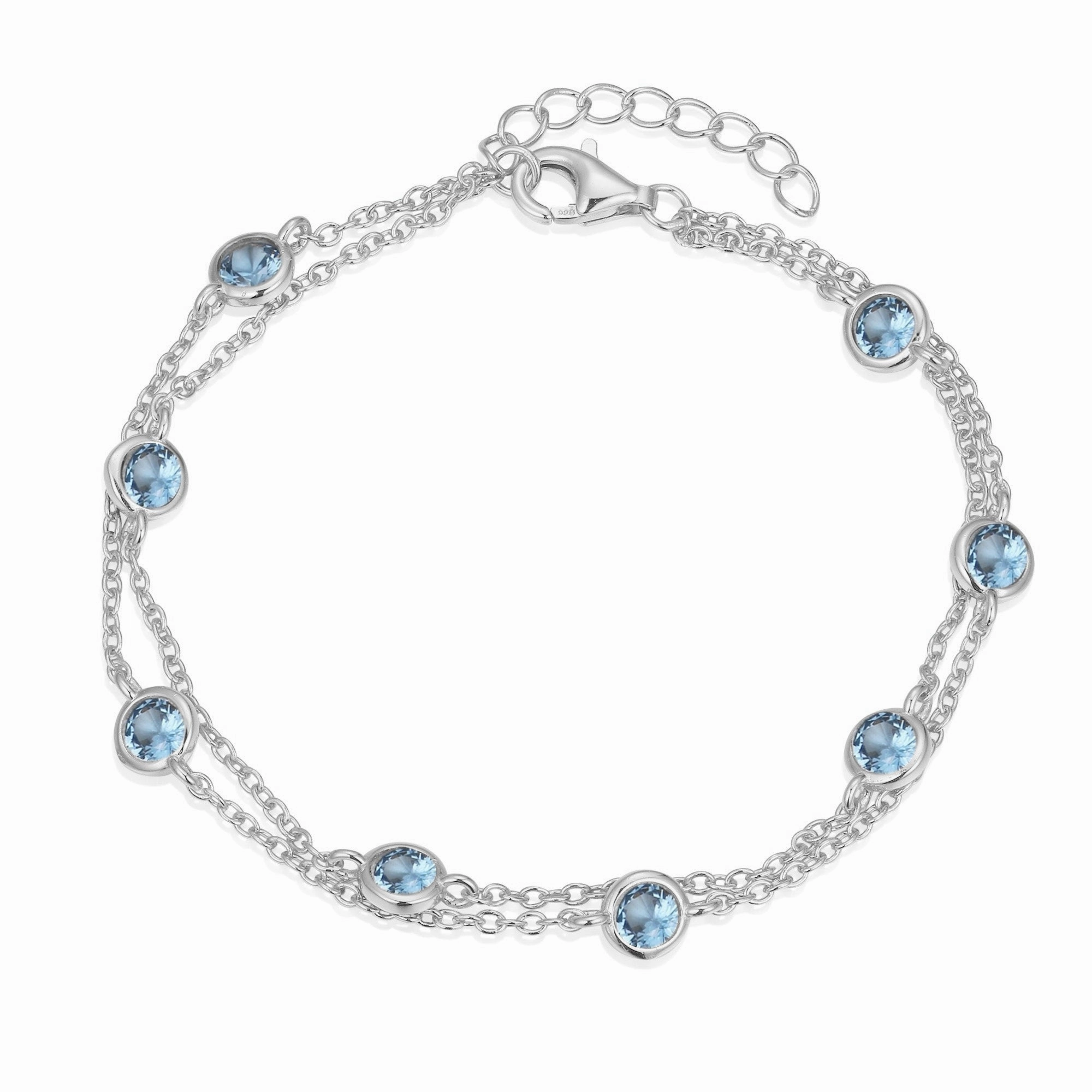 Sterling Silver Gold Plated Double Strand CZ Stone Bracelet Promising Amalgamations Planetary Trend