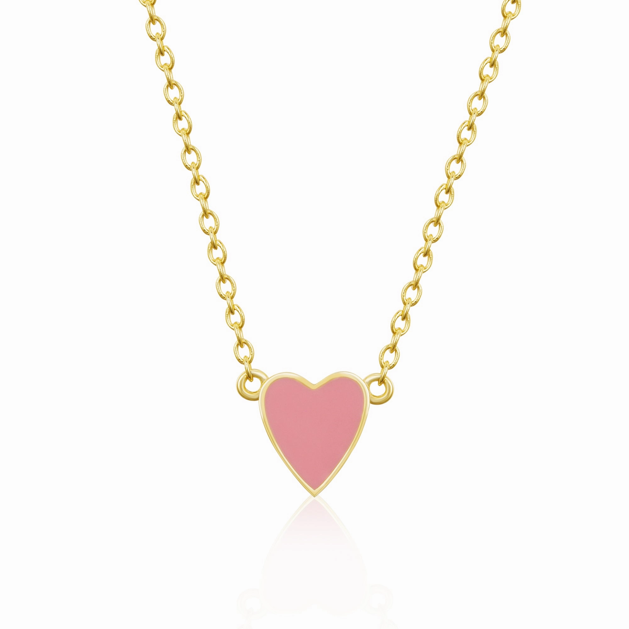 Sterling Silver Gold Plated Enamel Heart Necklace Dazzling Look