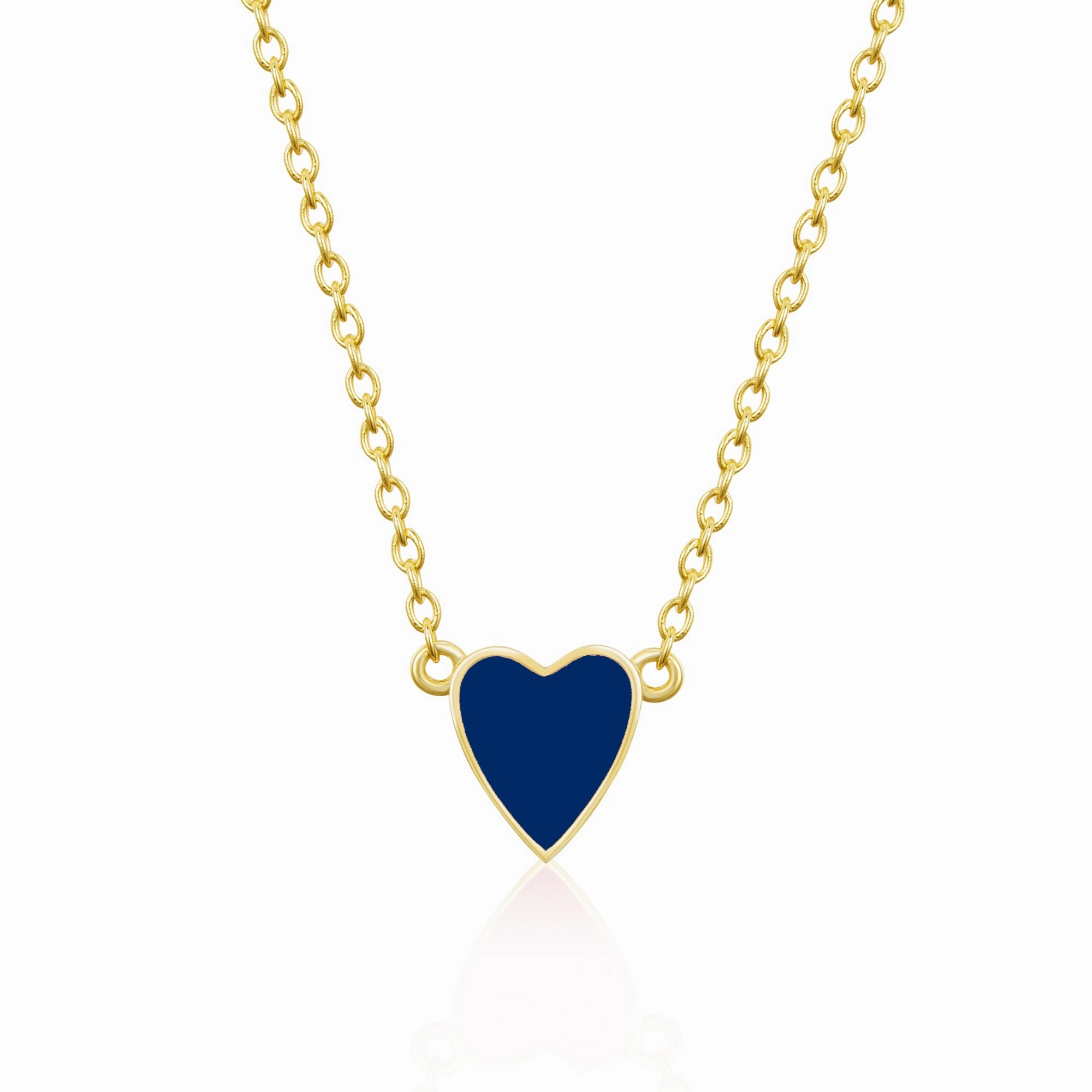 Sterling Silver Gold Plated Enamel Heart Necklace Polished Style