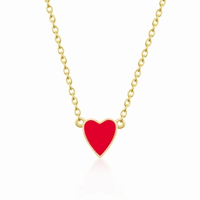 Sterling Silver Gold Plated Enamel Heart Necklace college student
