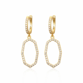 Sterling Silver Gold Plated Hexagon Shape Earring Attractive Appearance