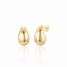 Sterling Silver Gold Plated Teardrop Stud Earrings Striking Embellishment