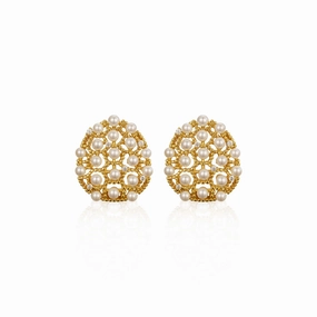 Affordable Vibe Radiant Choice Sterling Silver Gold Plated With Small Pearls and CZs Stud Earring