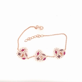 Daily Essential Sterling Silver Heart CZ And Colored Stones Bracelet