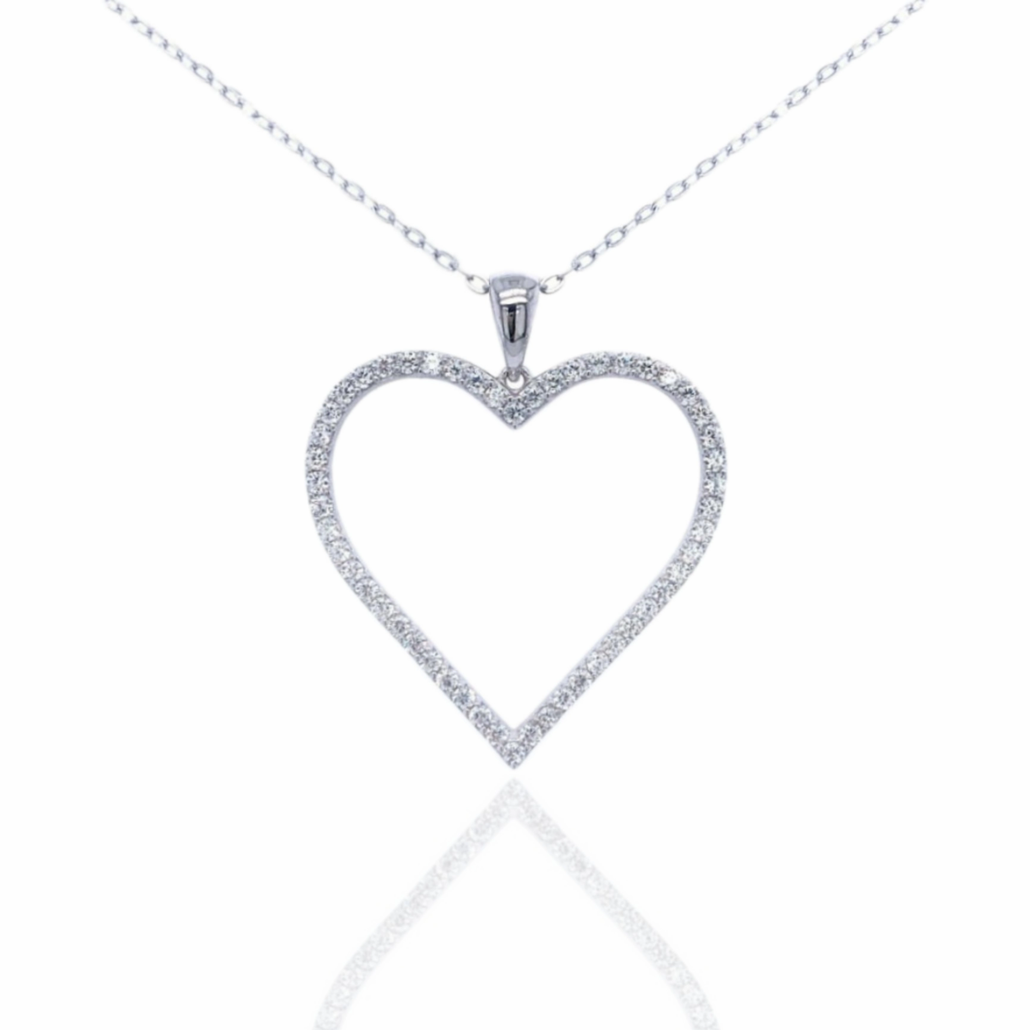 Creative Gift Luxurious Item Sterling Silver Heart Micropave CZ Pendant Necklace