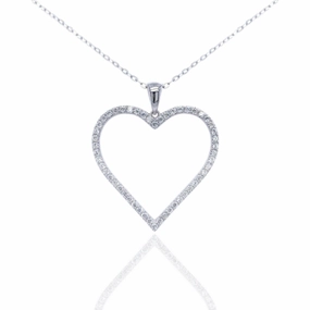 Creative Gift Luxurious Item Sterling Silver Heart Micropave CZ Pendant Necklace
