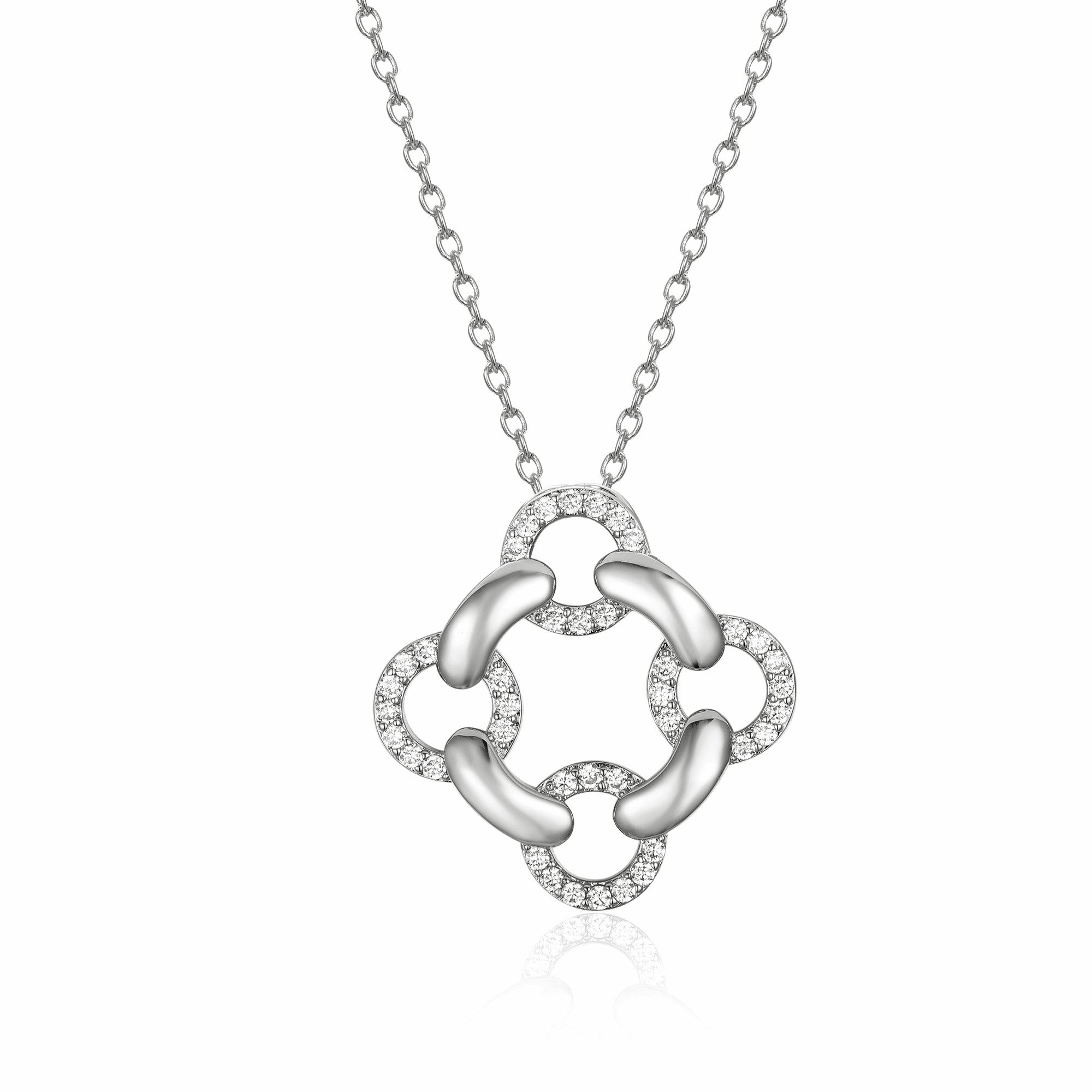 Amazing Gift Sterling Silver Interlocking Circles CZ Pendant Necklace