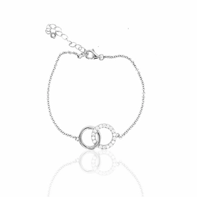 Sterling Silver Interlocking CZ Circle Bracelet Exclusive Drops Square Trade