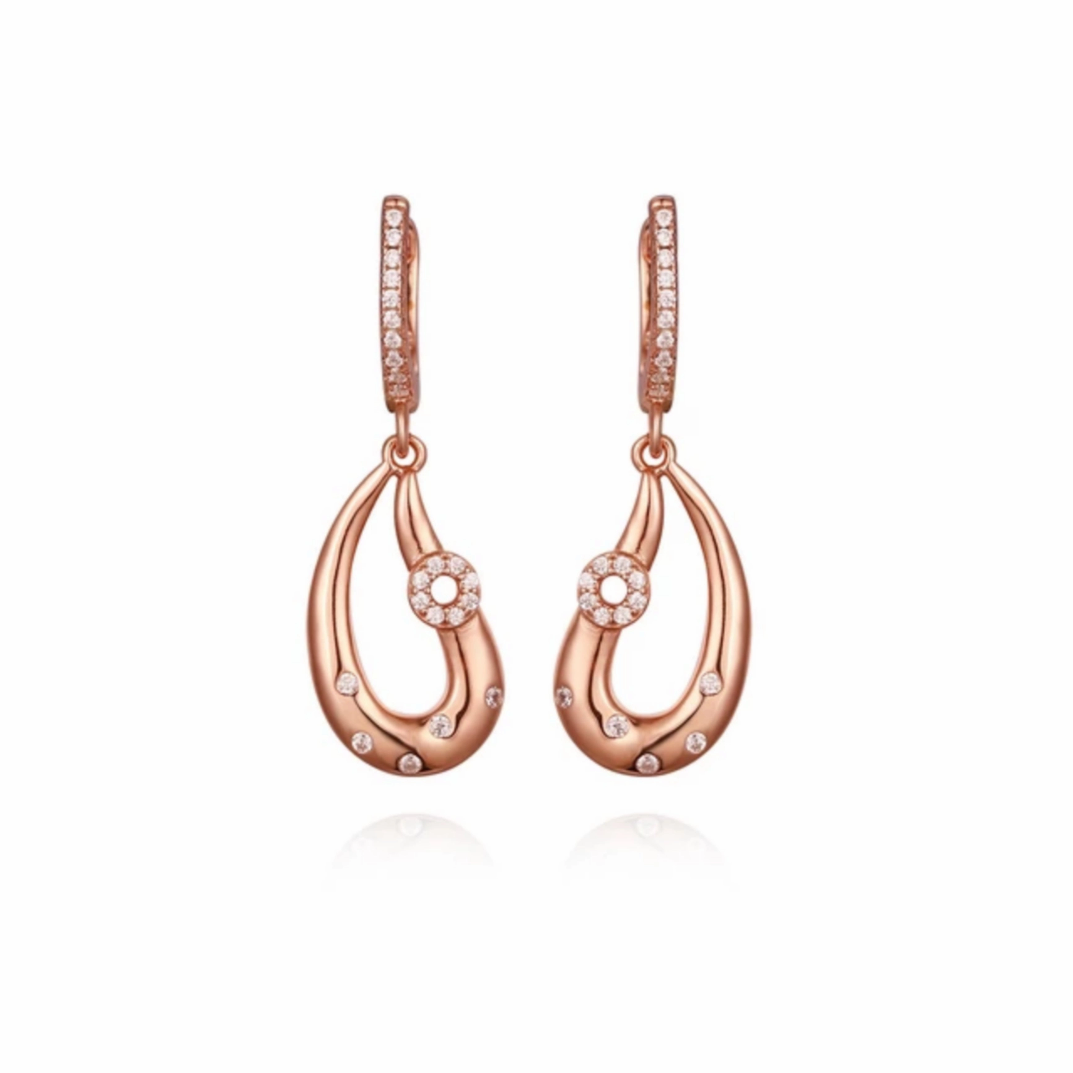 Sterling Silver Leaf With Sprinkled CZ Earring Charming Adornment Premium Selection