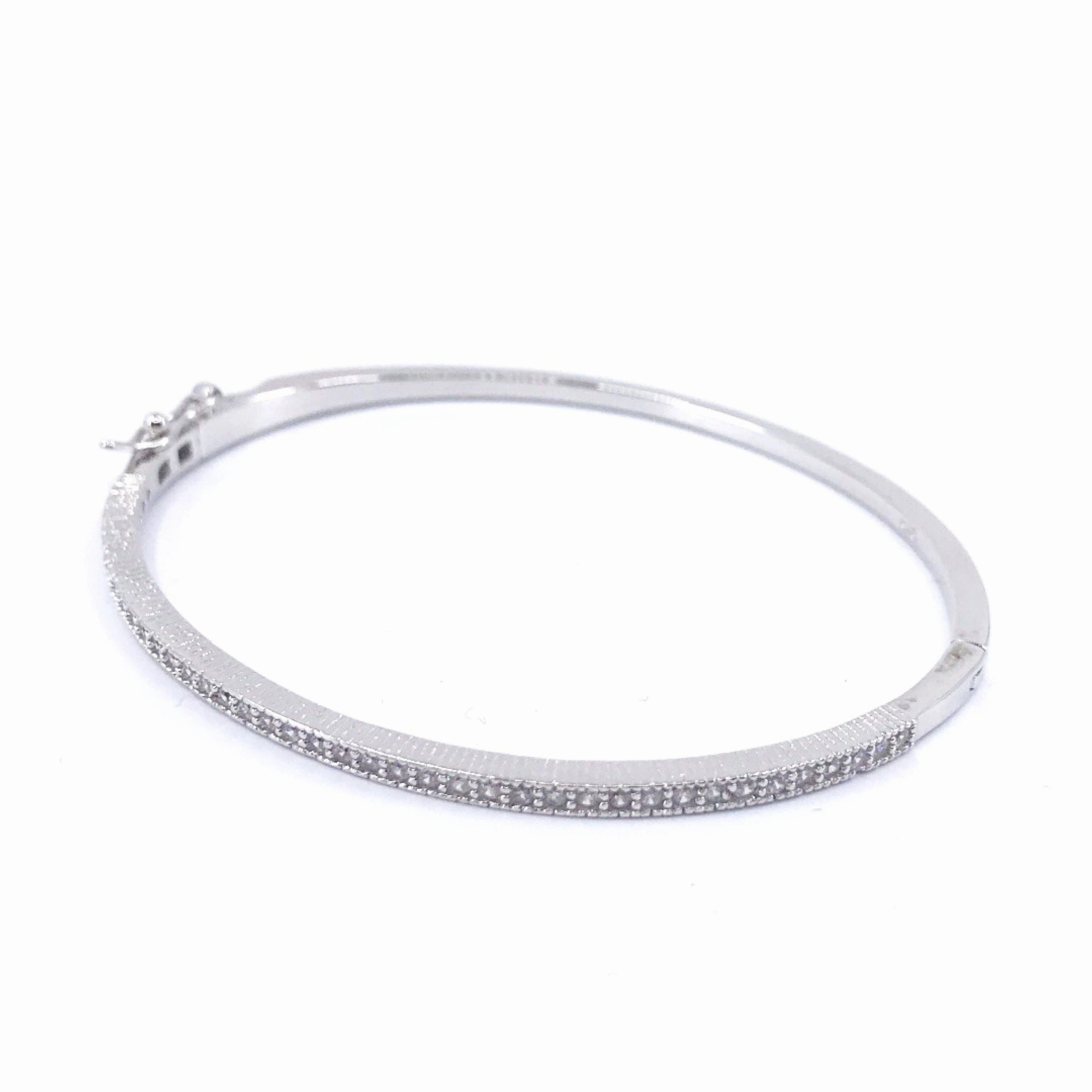 Sterling Silver Micro Pave CZ Bangle Bracelet in 3 Colors Mythical Sight Immaculate Sight