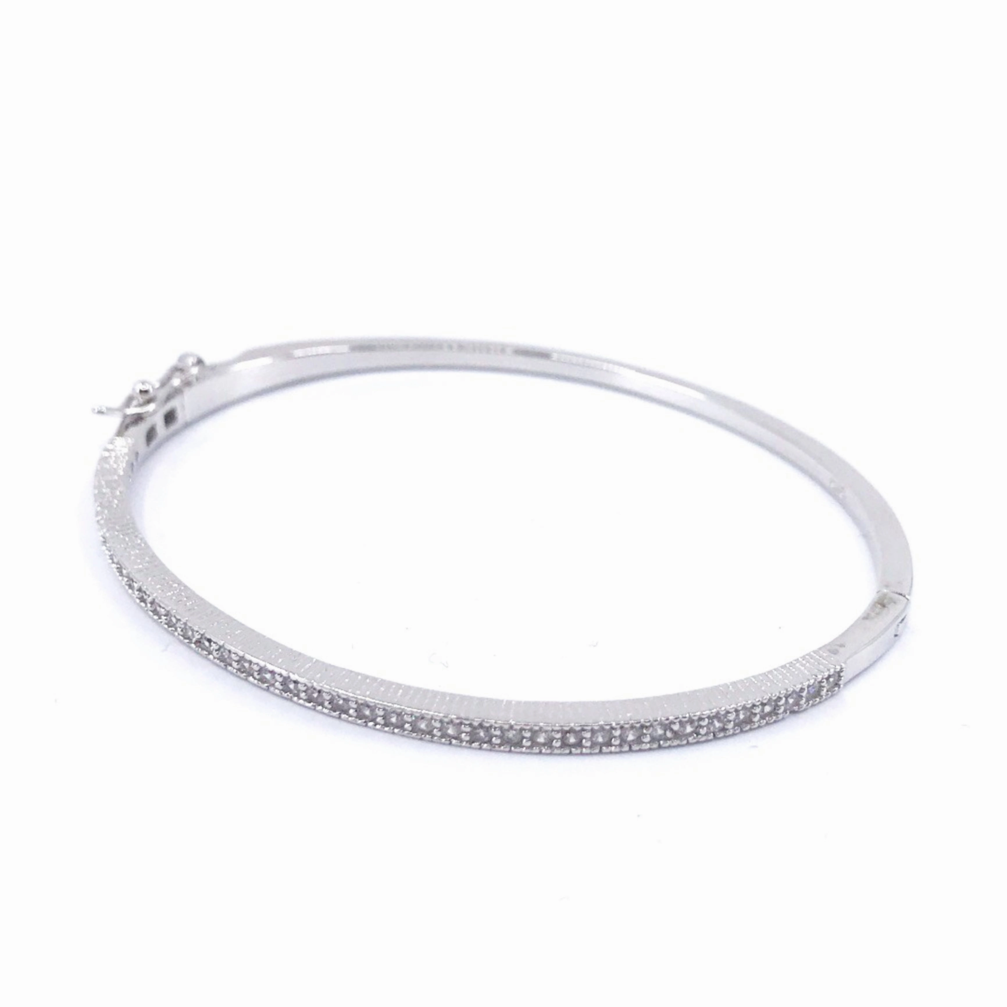 Galactic Mixes Adaptable Design Sterling Silver Micro Pave CZ Bangle Bracelet in 3 Colors