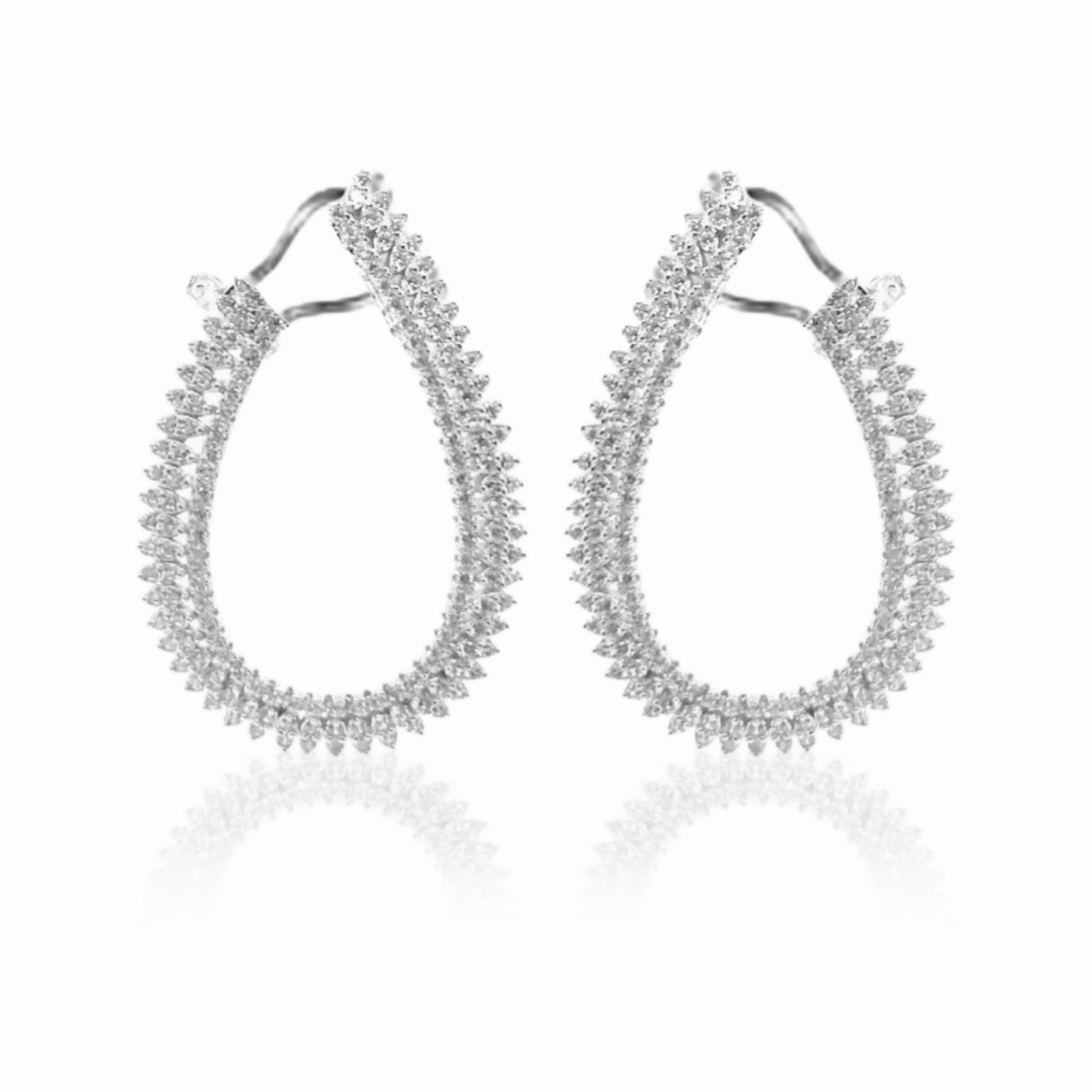 Casual Decoration Sterling Silver Micro Pave Teardrop Loop Earrings