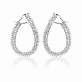 Casual Decoration Sterling Silver Micro Pave Teardrop Loop Earrings
