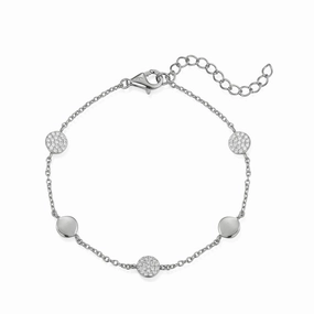 Sterling Silver Micropave CZ Circle Station Bracelet Defining Detail Deep Composites