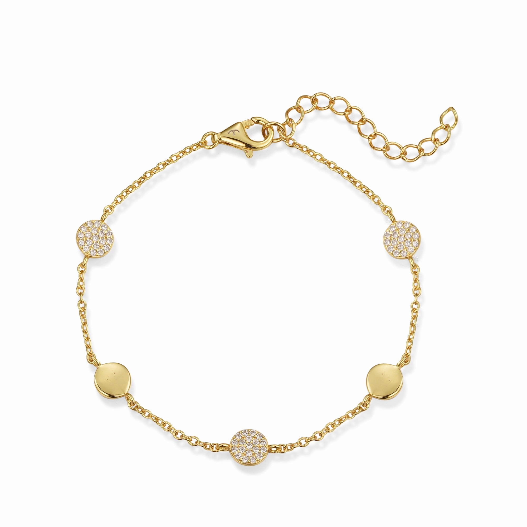 Continental Blends Significant Composite Sterling Silver Micropave CZ Circle Station Bracelet