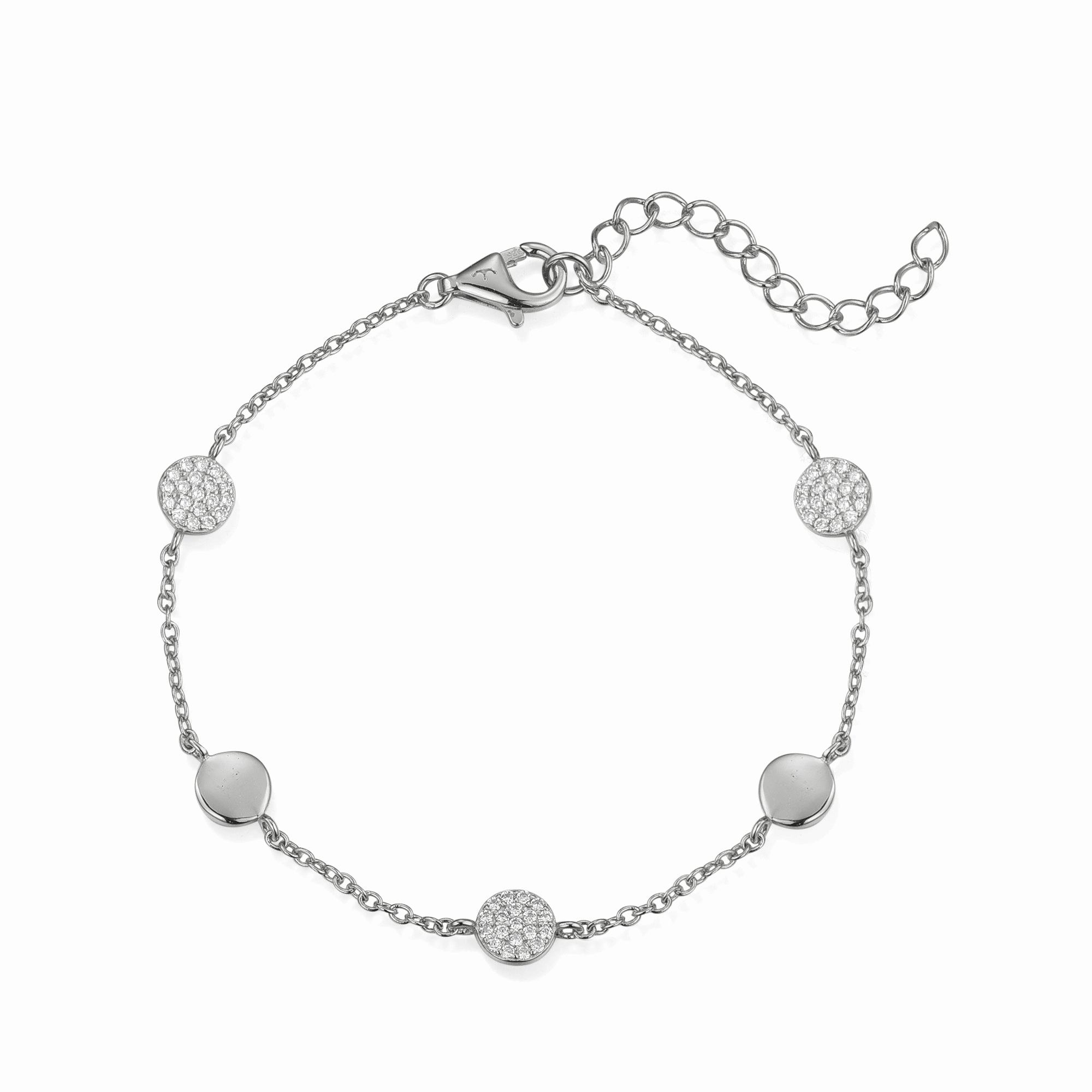 Sterling Silver Micropave CZ Circle Station Bracelet Neighborhood Find