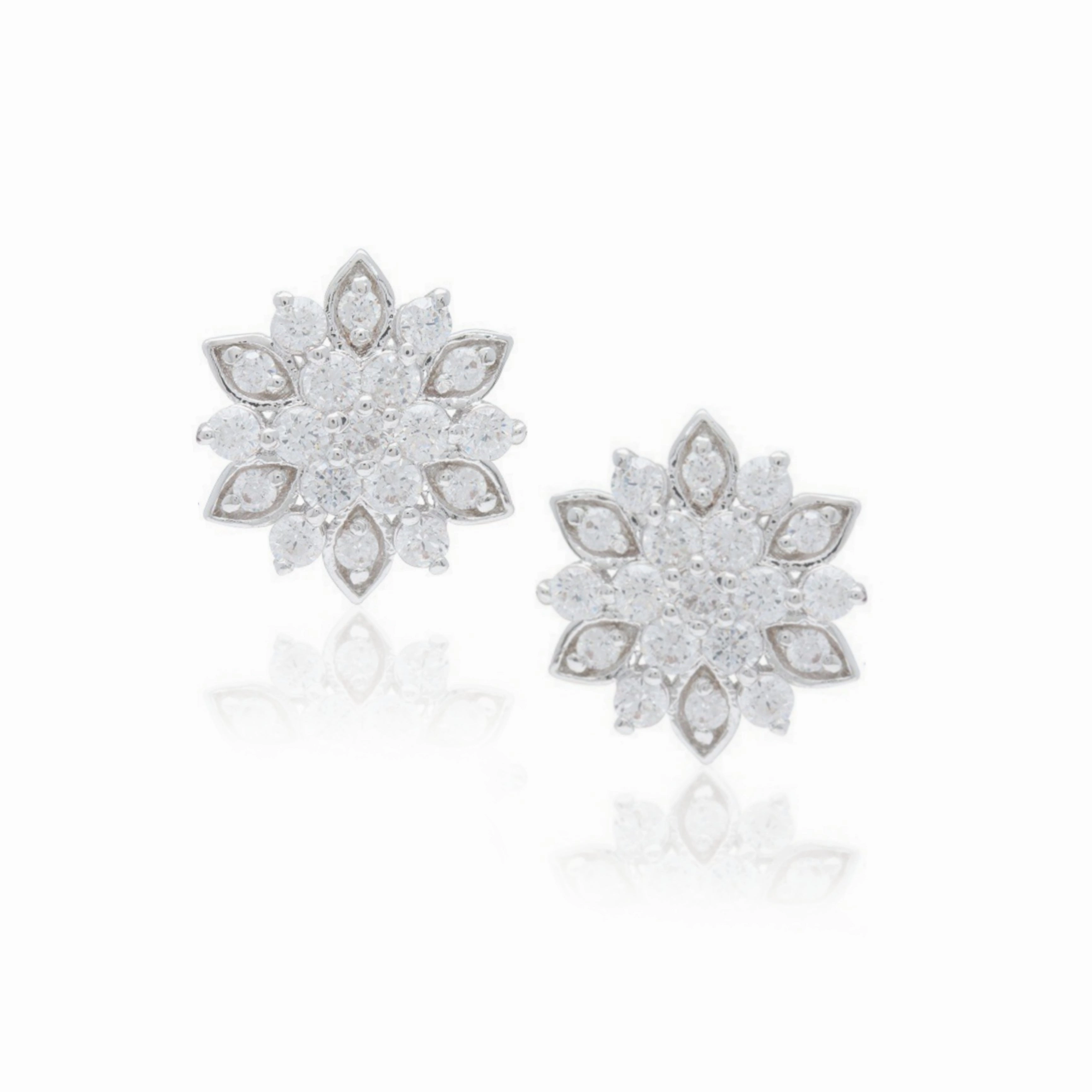 Sophisticated product Opulent Jewelry Sterling Silver MicroPave CZ Flower Stud Earrings
