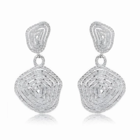 affordable choice Dainty Piece Sterling Silver Natural Shape MicroPave Earrings