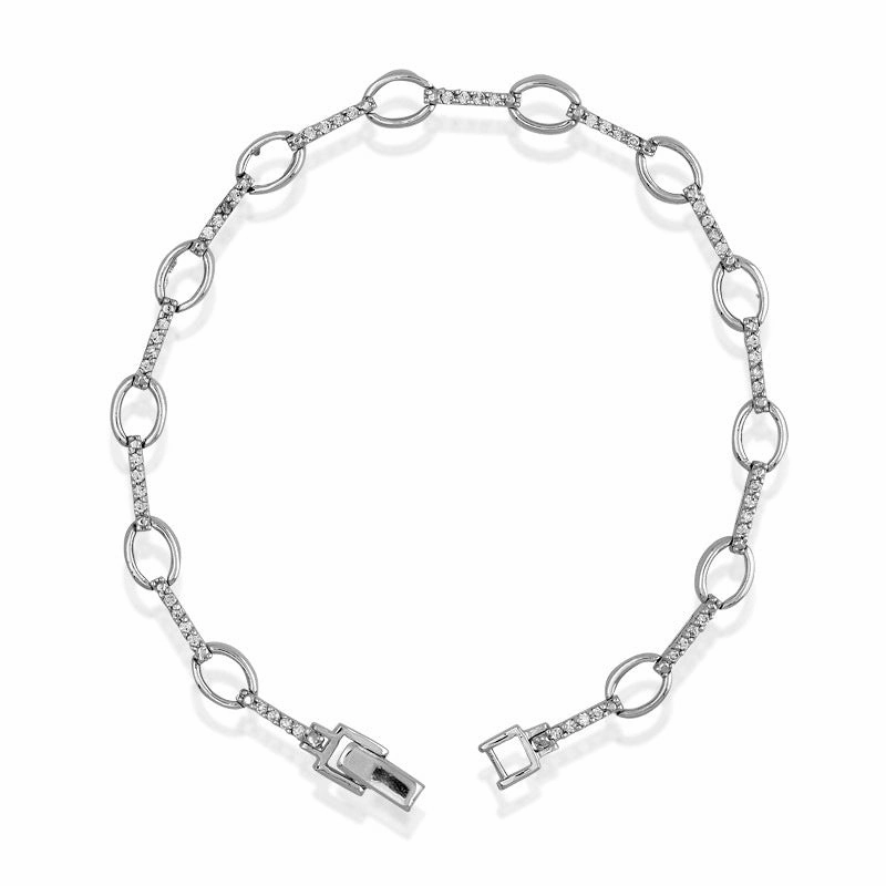 Sterling Silver Open Circles and Thin CZ Bars Bracelet Top Rated Ongoing Composites