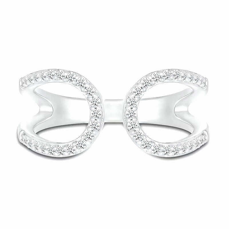 Office Accessory Sterling Silver Open Curved CZ Elegant Ring