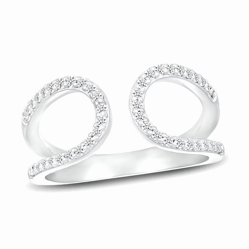 Corporate Gift Celebration Gift Sterling Silver Open Curved CZ Elegant Ring