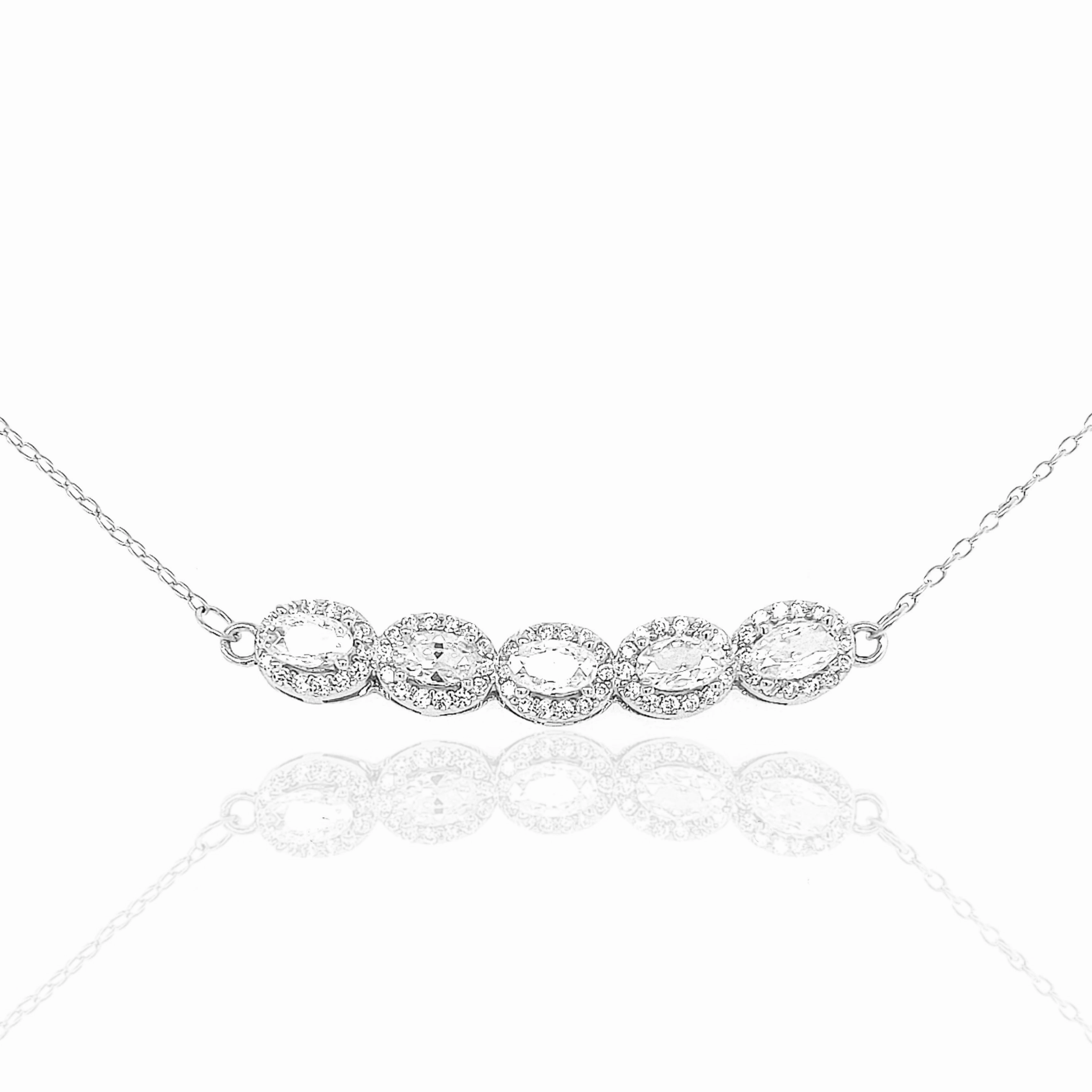 Attractive Ornament Ideal Jewelry Sterling Silver Oval CZ Bar Necklace