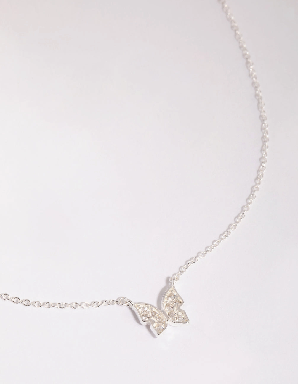Sterling Silver Pave Butterfly Necklace Daily Present