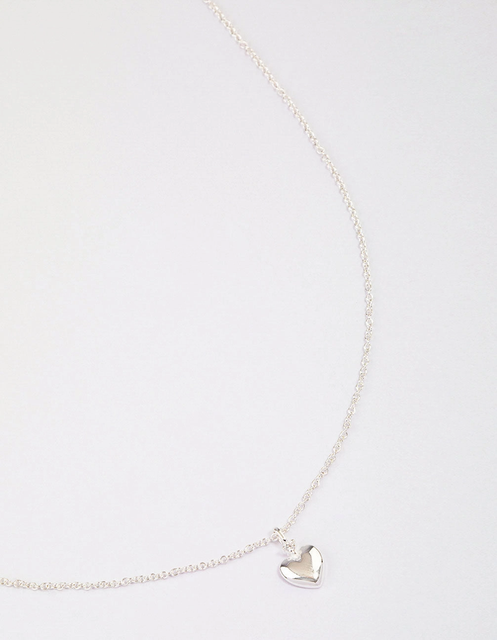 Minimalist Ornament Sterling Silver Puffy Heart Pendant Necklace