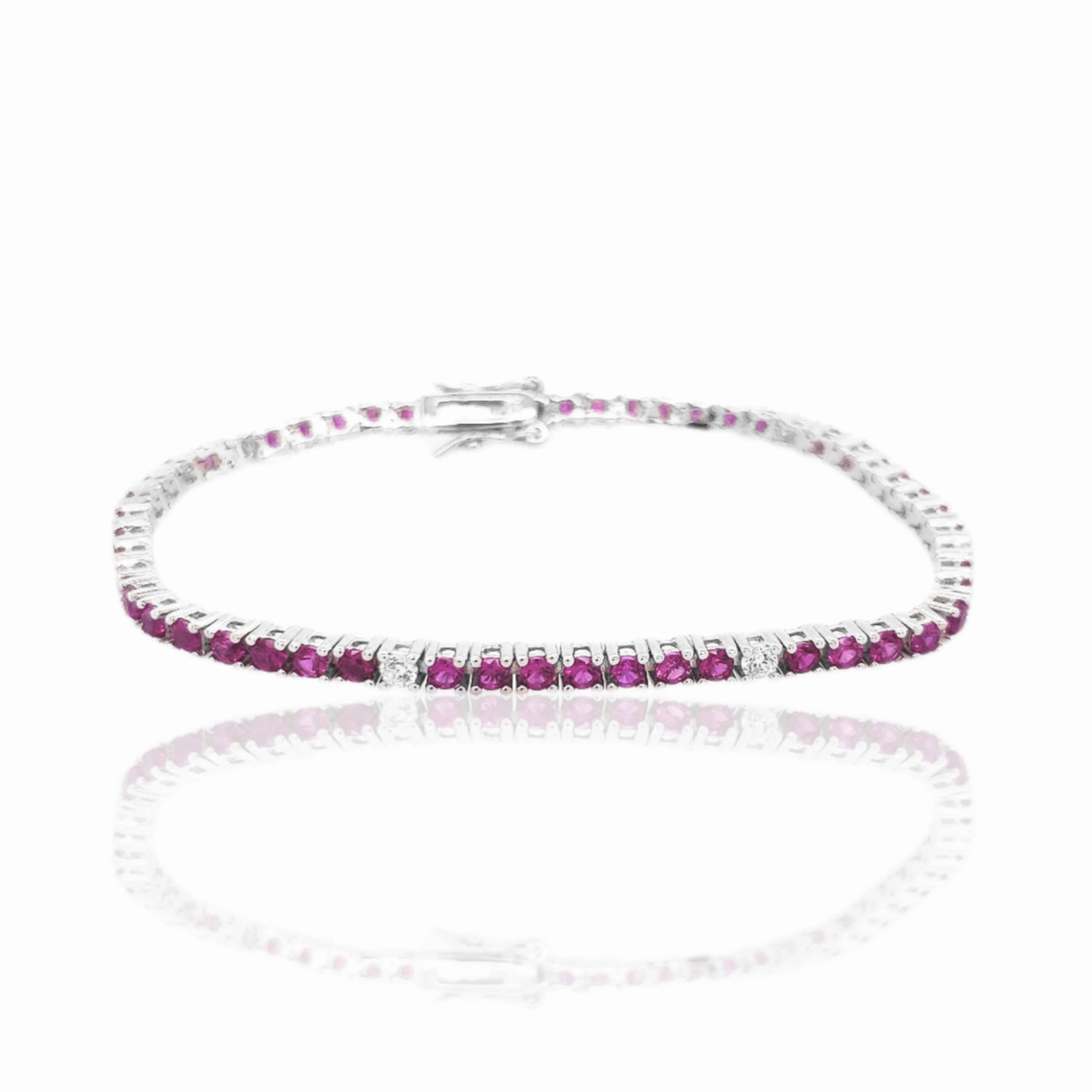 Sterling Silver Ruby, Emerald, and Sapphire 3.5mm Colored CZ Stone Bracelets Distinct Perspective Representative Sample