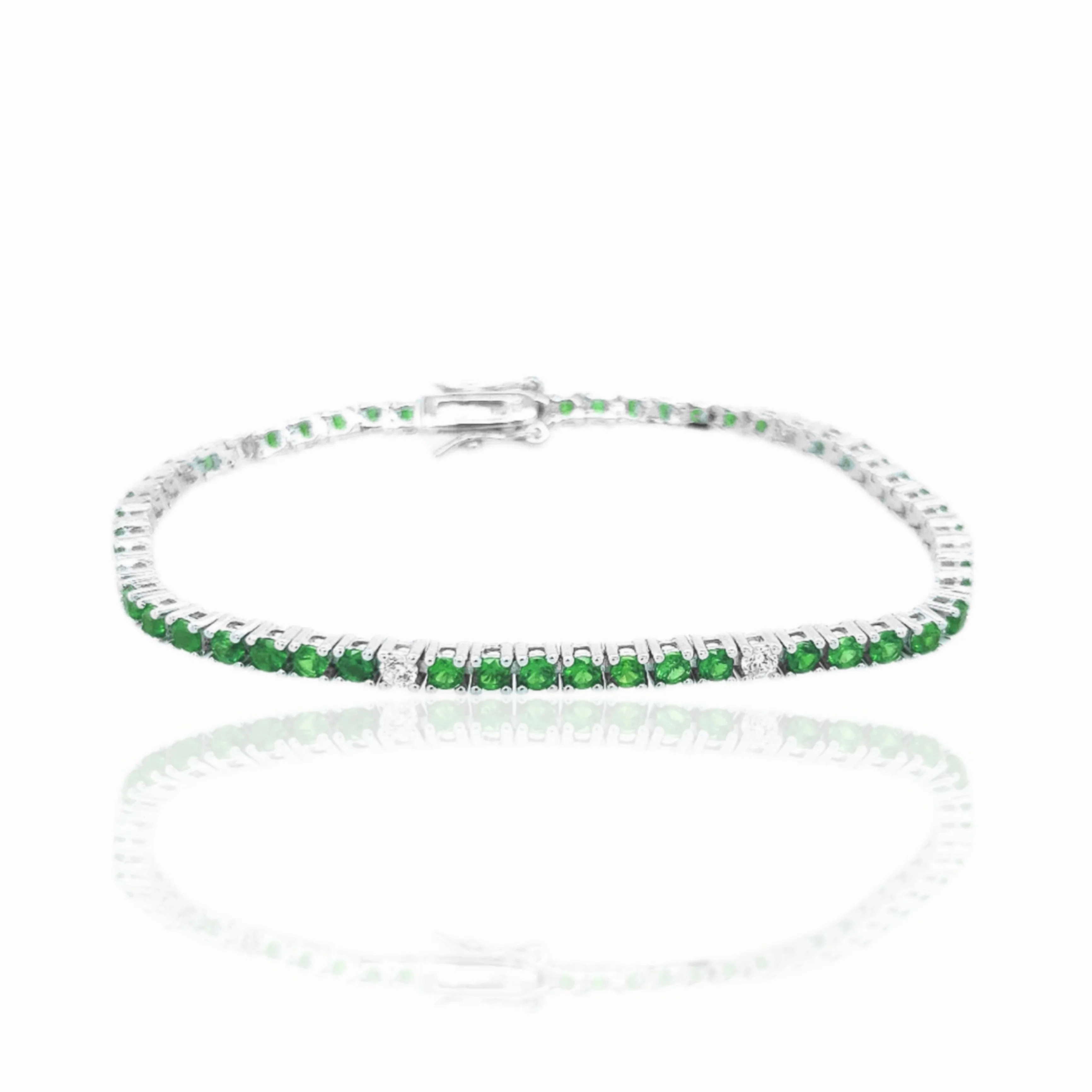 Sterling Silver Ruby, Emerald, and Sapphire 3.5mm Colored CZ Stone Bracelets Signature Look