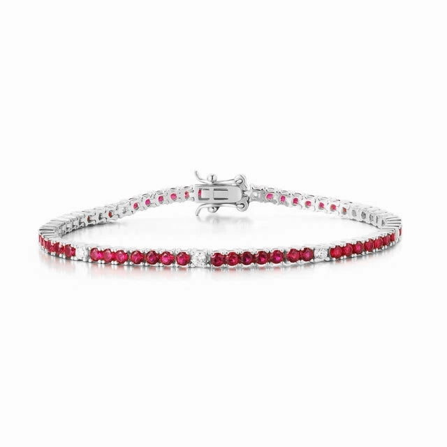 Global Reach Permanent Composites Sterling Silver Ruby, Emerald, and Sapphire Colored CZ Stone Bracelet