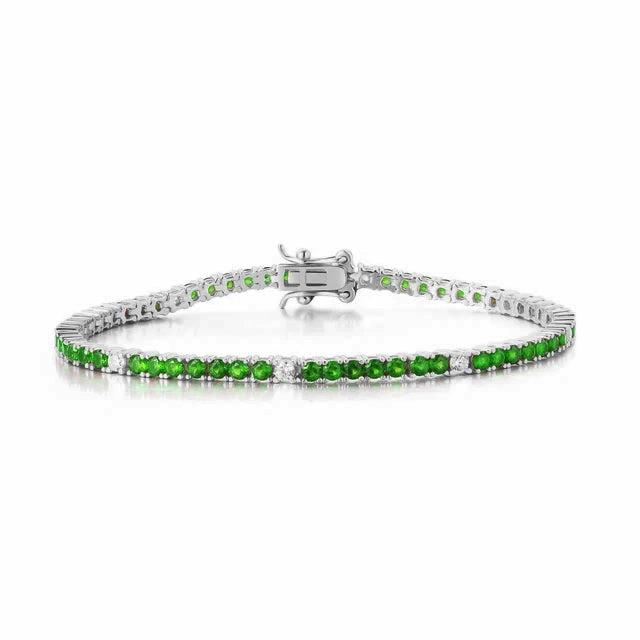 Unrestricted Creativity Memorable Amalgamations Sterling Silver Ruby, Emerald, and Sapphire Colored CZ Stone Bracelet
