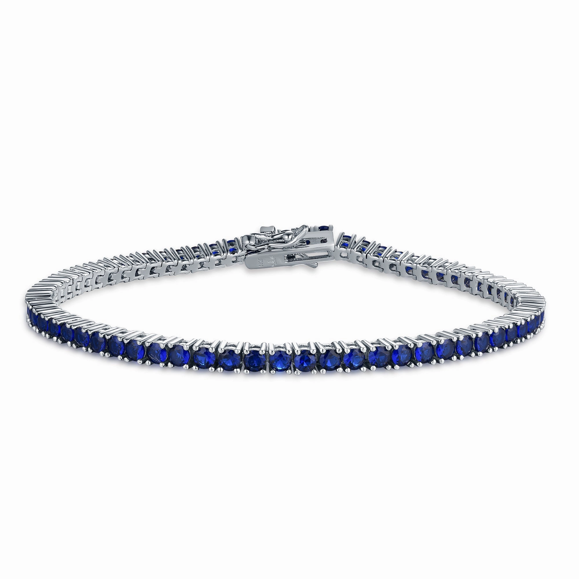 Sterling Silver Ruby, Emerald, Sapphire, Violet, or Black Colored CZ Tennis Bracelets Admirable Combinations