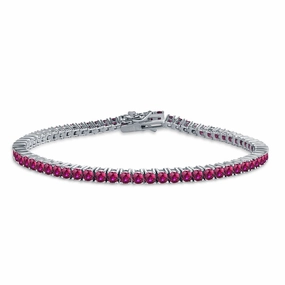 Upscale Option Meritorious Entry Sterling Silver Ruby, Emerald, Sapphire, Violet, or Black Colored CZ Tennis Bracelets