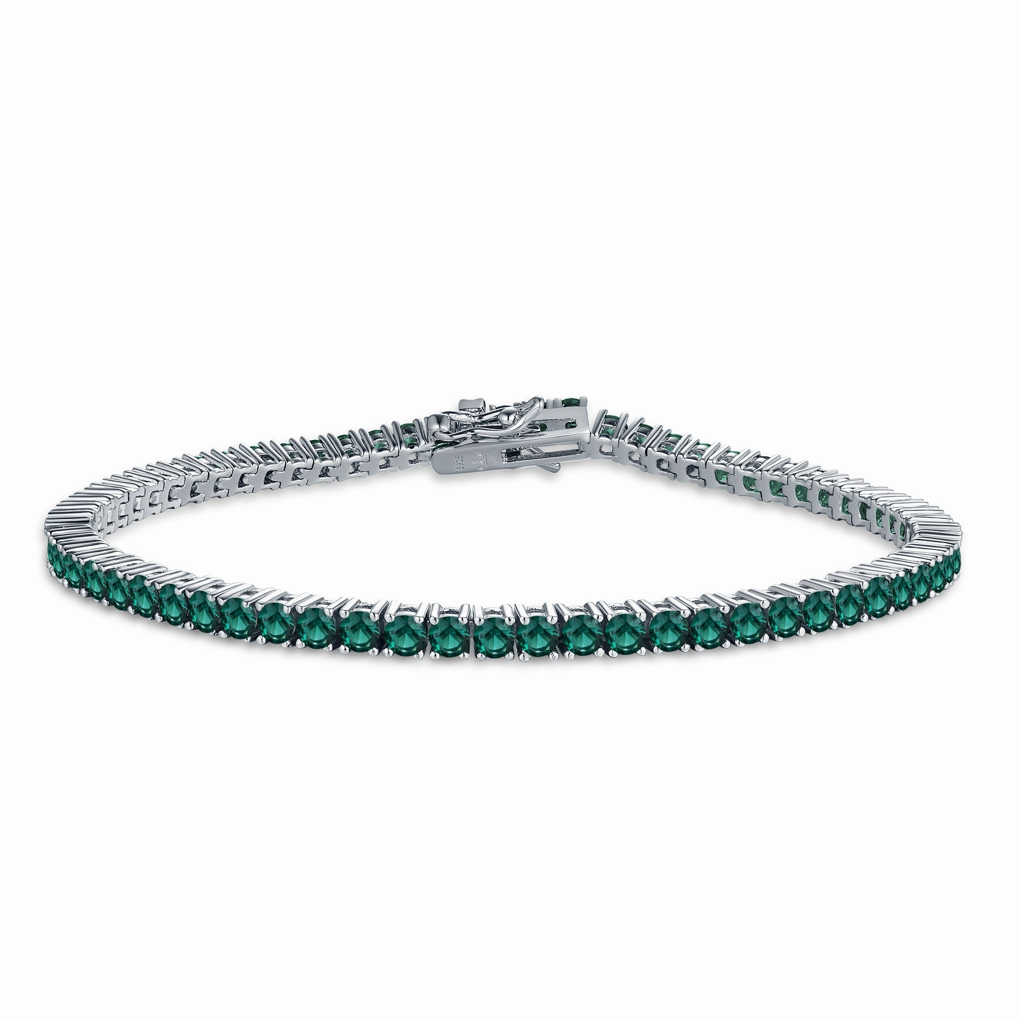 Best Amalgamations Sterling Silver Ruby, Emerald, Sapphire, Violet, or Black Colored CZ Tennis Bracelets