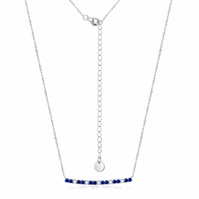 Daily Feature Sterling Silver Sapphire and Clear CZ Bar Necklace