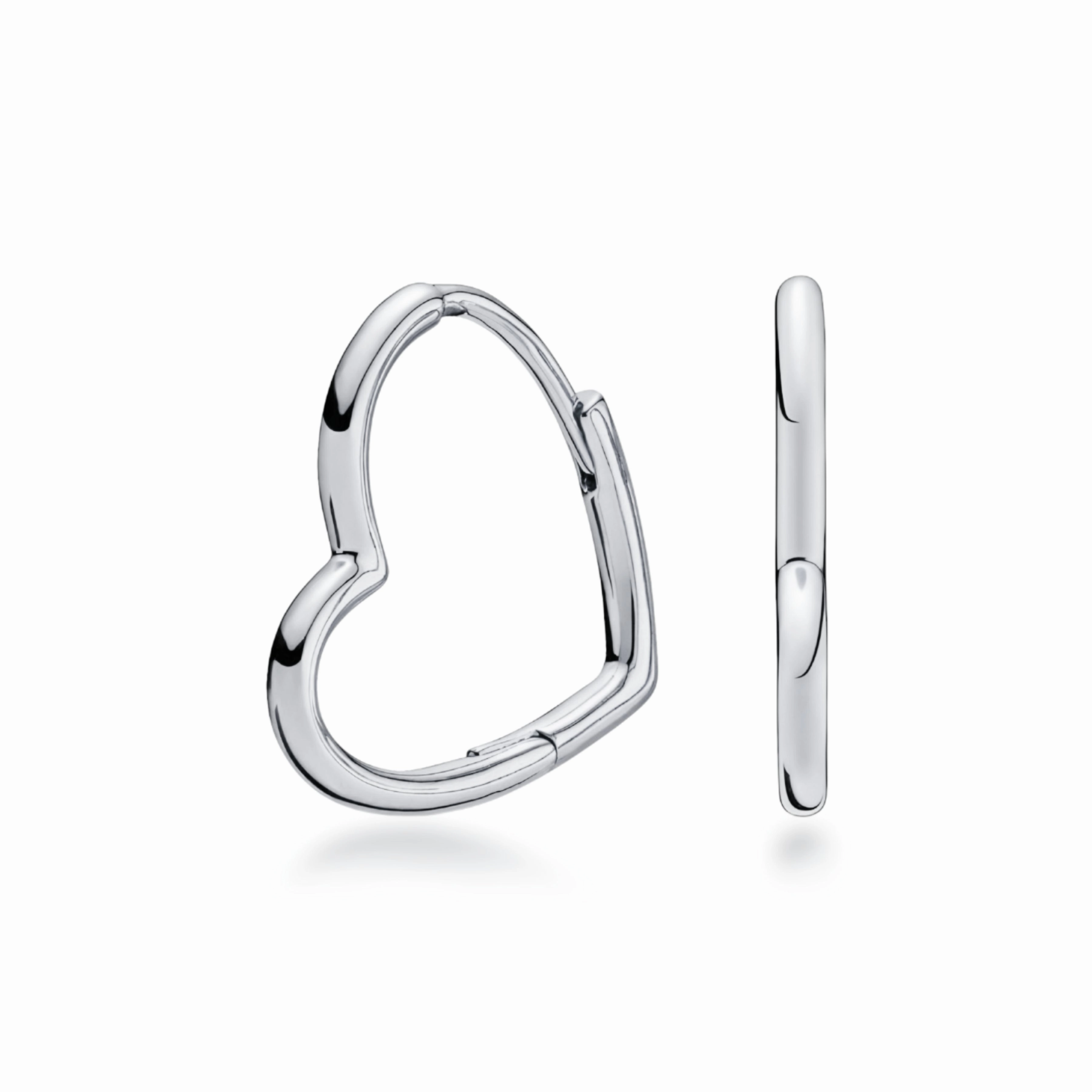 Timeless Item Shiny Vibe Sterling Silver Sideways Heart Hoop Earrings
