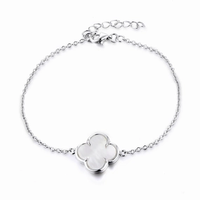 End All Chief Ornament Sterling Silver Single Clover White Shell Bracelet
