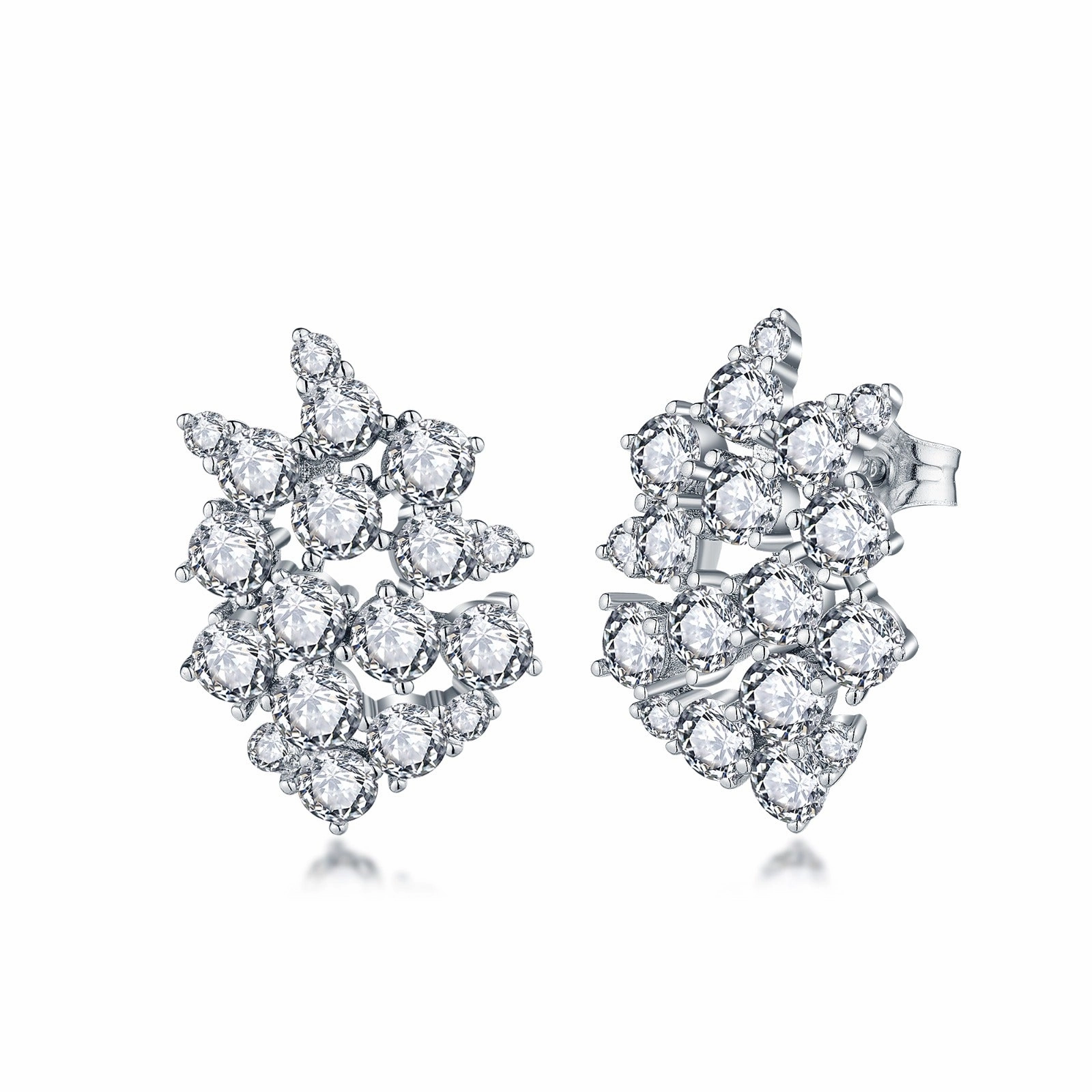 Sterling Silver Small Cluster CZ Stud Earring Luxurious Embellishment