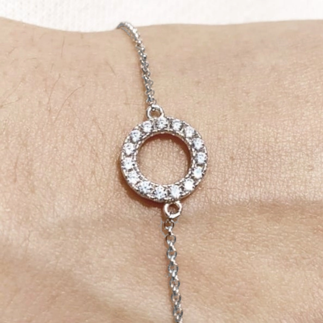Sterling Silver Small CZ Circle Bracelet Fair trade