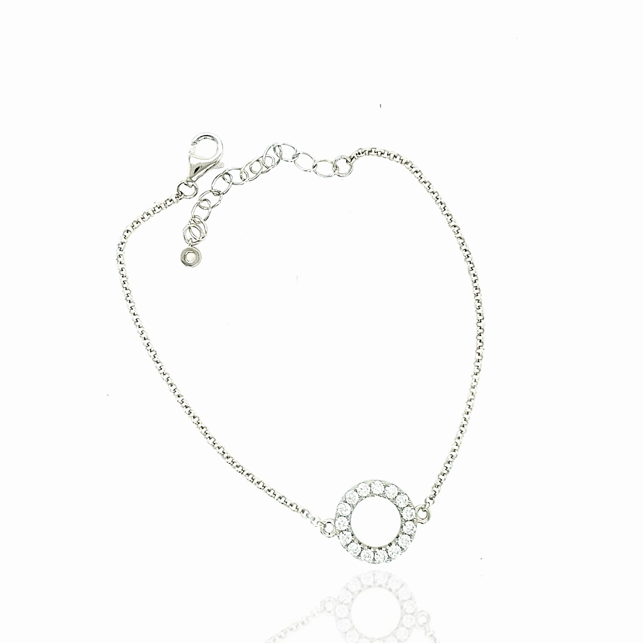 Valuable Blends Sterling Silver Small CZ Circle Bracelet