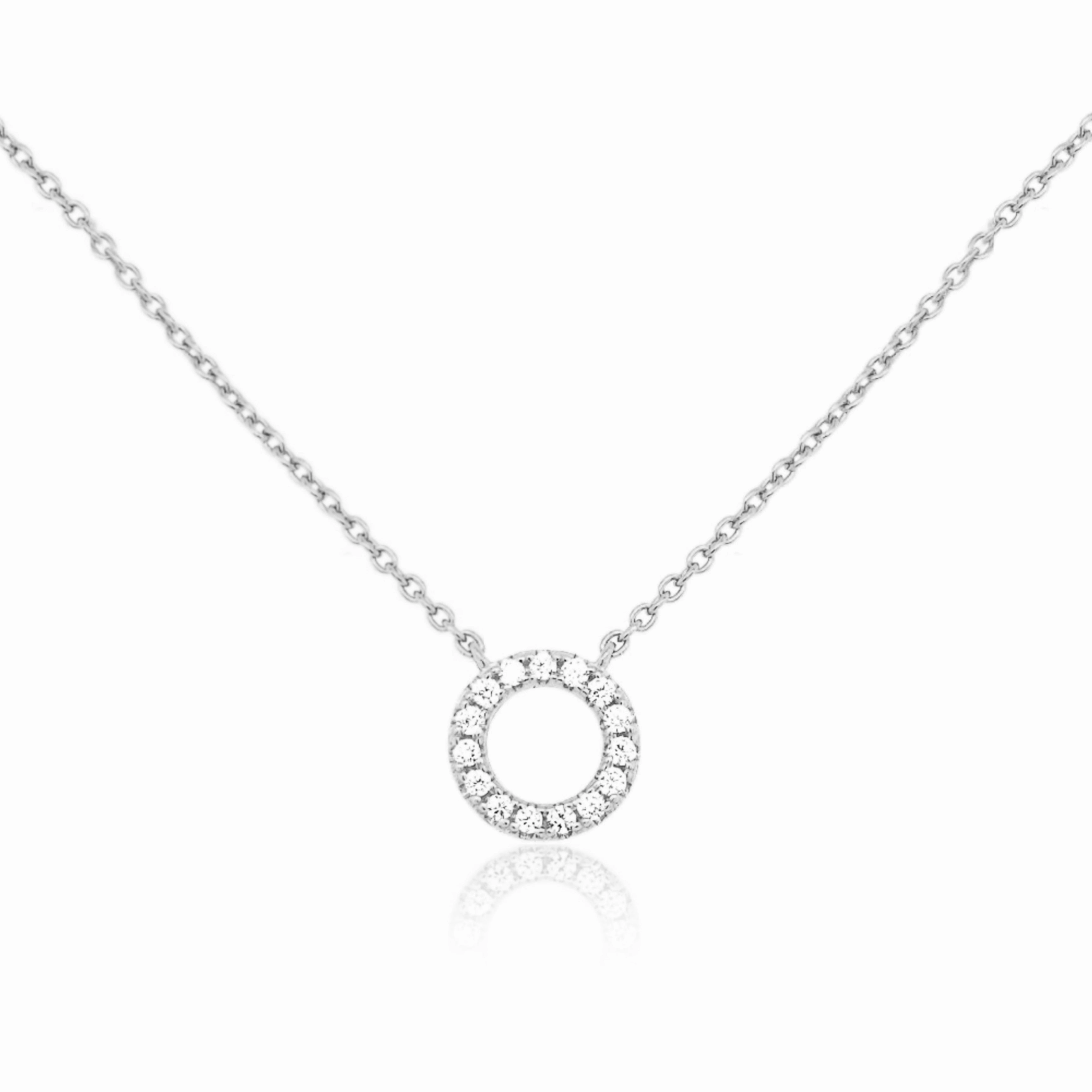 fresh start Sterling Silver Small CZ Circle Necklace