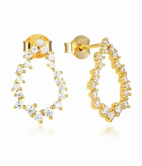 Sterling Silver Small Sprinkled CZ Teardrop Earrings on Post Fashionable Accent