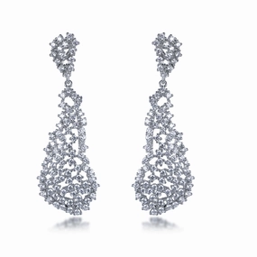 Bohemian Embellishment Shiny Product Sterling Silver Sprinkled Diamond Natural Shaped Earrings